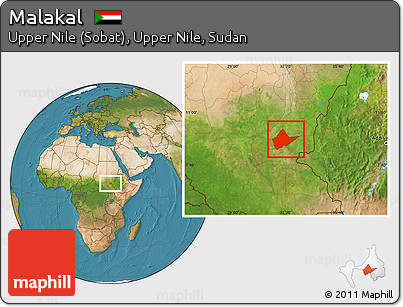 Satellite Location Map of Malakal