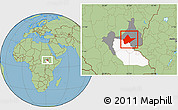 Savanna Style Location Map of Malakal, highlighted parent region, highlighted grandparent region
