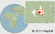 Savanna Style Location Map of Malakal, highlighted parent region, hill shading