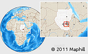 Shaded Relief Location Map of Malakal, highlighted country, highlighted parent region, within the entire country