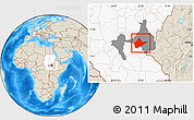 Shaded Relief Location Map of Malakal, highlighted country, highlighted parent region