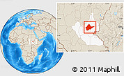 Shaded Relief Location Map of Malakal, highlighted grandparent region