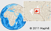 Shaded Relief Location Map of Malakal, highlighted parent region