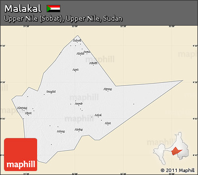 Classic Style Map of Malakal, single color outside
