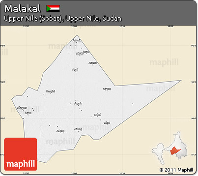 Classic Style Map of Malakal, single color outside
