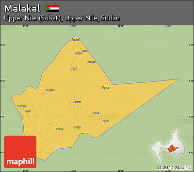 Savanna Style Map of Malakal, single color outside