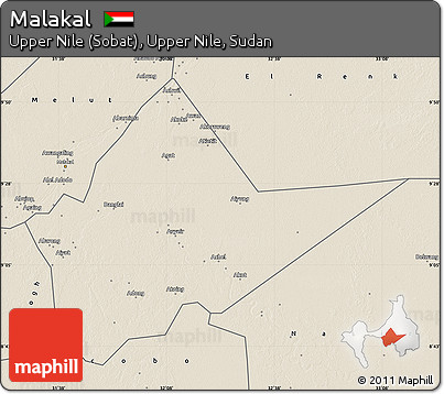 Shaded Relief Map of Malakal