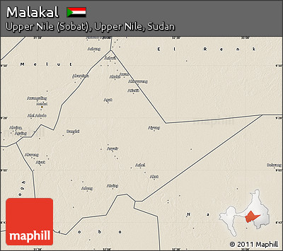 Shaded Relief Map of Malakal