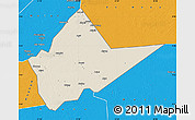 Shaded Relief Map of Malakal, political outside
