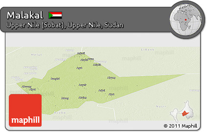 Physical Panoramic Map of Malakal, lighten