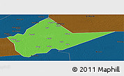Political Panoramic Map of Malakal, darken