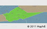 Political Panoramic Map of Malakal, semi-desaturated