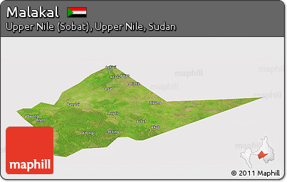 Satellite Panoramic Map of Malakal, cropped outside