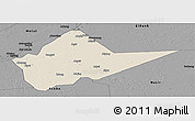 Shaded Relief Panoramic Map of Malakal, darken, desaturated