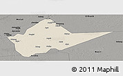 Shaded Relief Panoramic Map of Malakal, darken, semi-desaturated