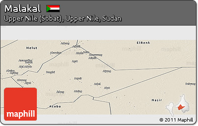 Shaded Relief Panoramic Map of Malakal
