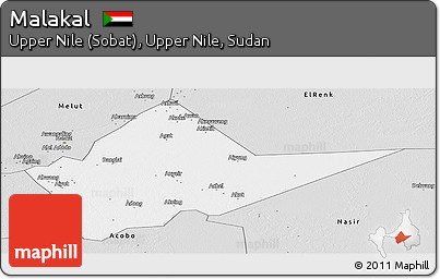 Silver Style Panoramic Map of Malakal