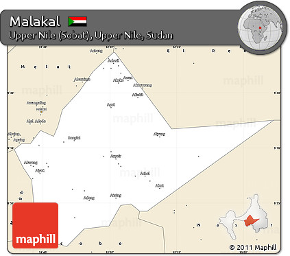 Classic Style Simple Map of Malakal
