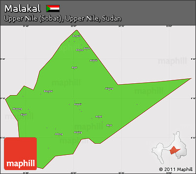 Political Simple Map of Malakal, cropped outside