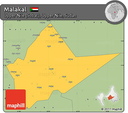 Savanna Style Simple Map of Malakal