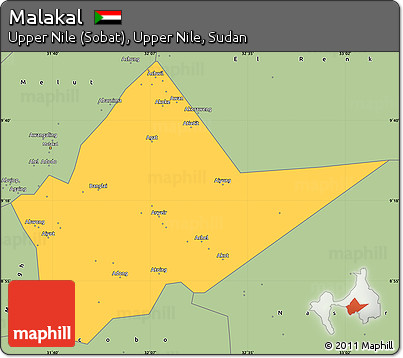Savanna Style Simple Map of Malakal