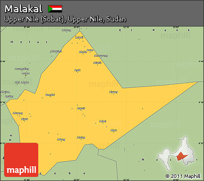 Savanna Style Simple Map of Malakal