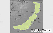 Physical 3D Map of Melut, darken, desaturated