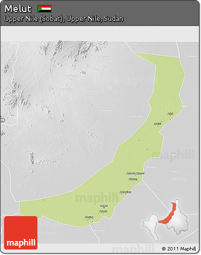 Physical 3D Map of Melut, lighten, desaturated