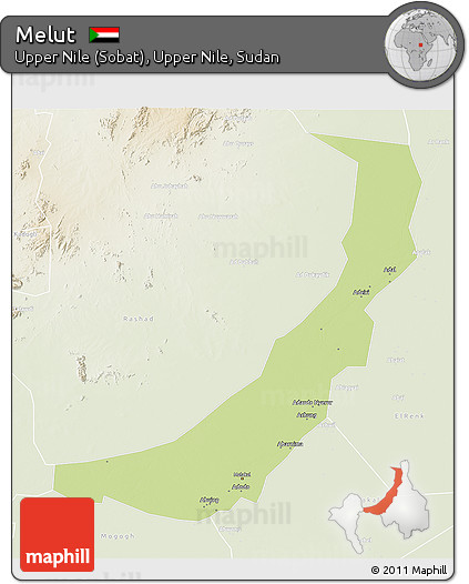 Physical 3D Map of Melut, lighten