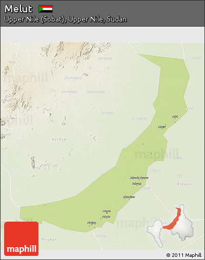 Physical 3D Map of Melut, lighten