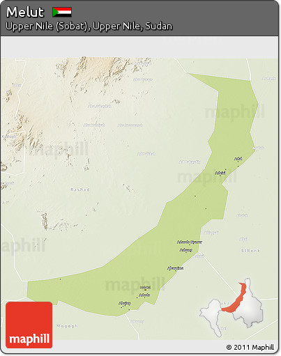 Physical 3D Map of Melut, lighten