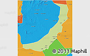 Physical 3D Map of Melut, political outside