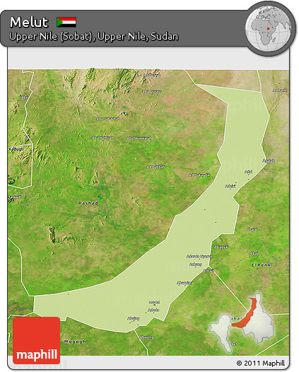 Physical 3D Map of Melut, satellite outside