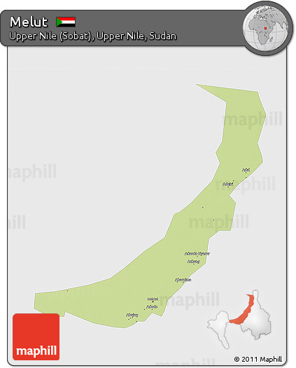 Physical 3D Map of Melut, single color outside