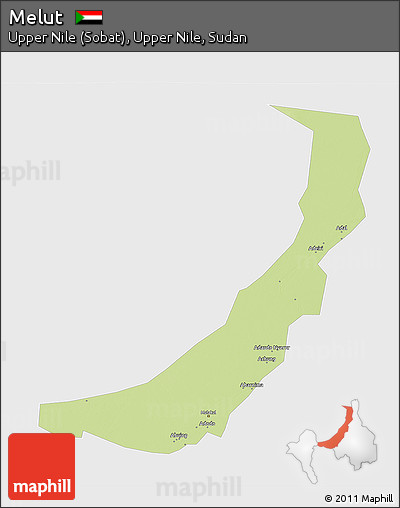 Physical 3D Map of Melut, single color outside