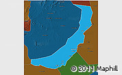 Political 3D Map of Melut, darken