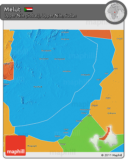 Political 3D Map of Melut
