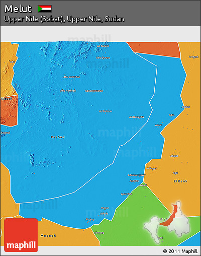 Political 3D Map of Melut