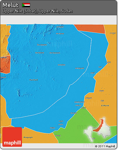 Political 3D Map of Melut