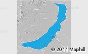 Political 3D Map of Melut, lighten, desaturated