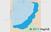 Political 3D Map of Melut, lighten