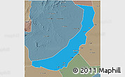Political 3D Map of Melut, semi-desaturated