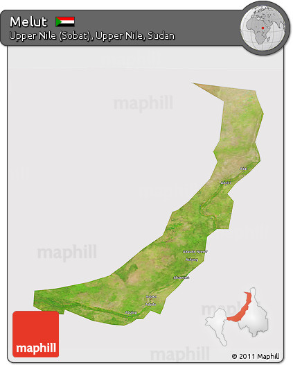 Satellite 3D Map of Melut, cropped outside