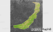 Satellite 3D Map of Melut, darken, desaturated