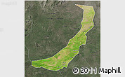 Satellite 3D Map of Melut, darken, semi-desaturated