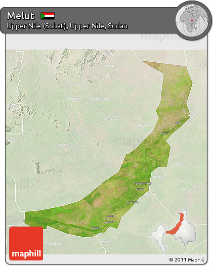Satellite 3D Map of Melut, lighten