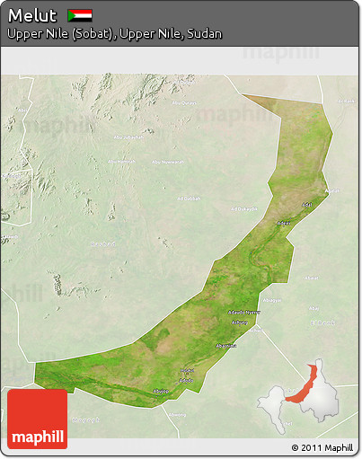 Satellite 3D Map of Melut, lighten