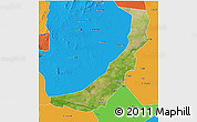 Satellite 3D Map of Melut, political outside