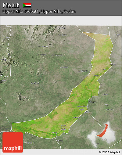 Satellite 3D Map of Melut, semi-desaturated