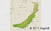 Satellite 3D Map of Melut, shaded relief outside